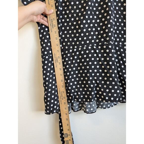 Michael Kors Women's Top Side Tie Button Close Black Polka Dot Size Large - Picture 13 of 13